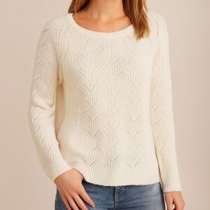 LOFT White Textured Knit Sweater – Size M